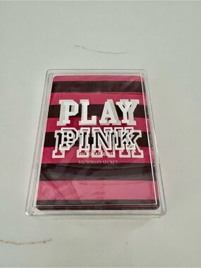 NWT Victoria's Secret PINK Pink & Burgundy Striped 'PLAY PINK' Playing Cards